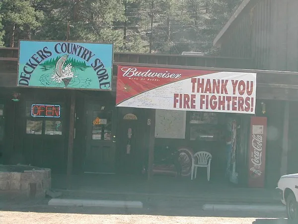 Signs - Circa 2002: The little road stop of Deckers, Colorado, complete with convenience store and flyshop, even displayed their support by signing a banner sponsored by Budweiser.